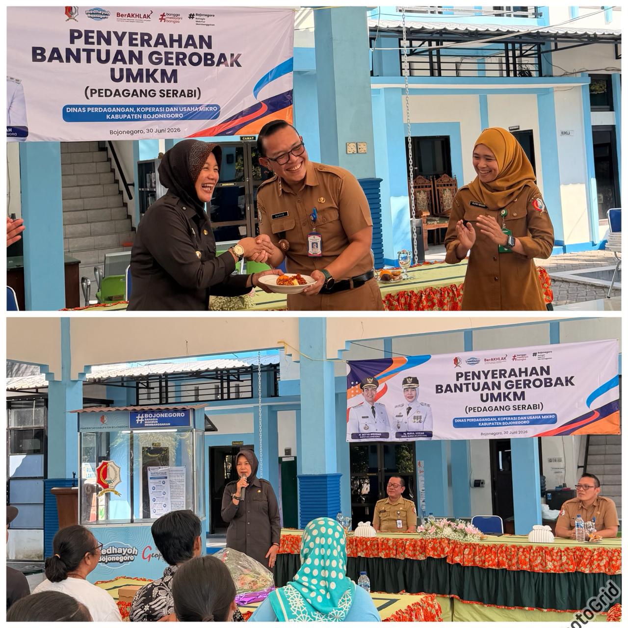 Dukung Ekonomi Kerakyatan, Pemkab Bojonegoro Serahkan Bantuan Gerobak untuk Pedagang Serabi