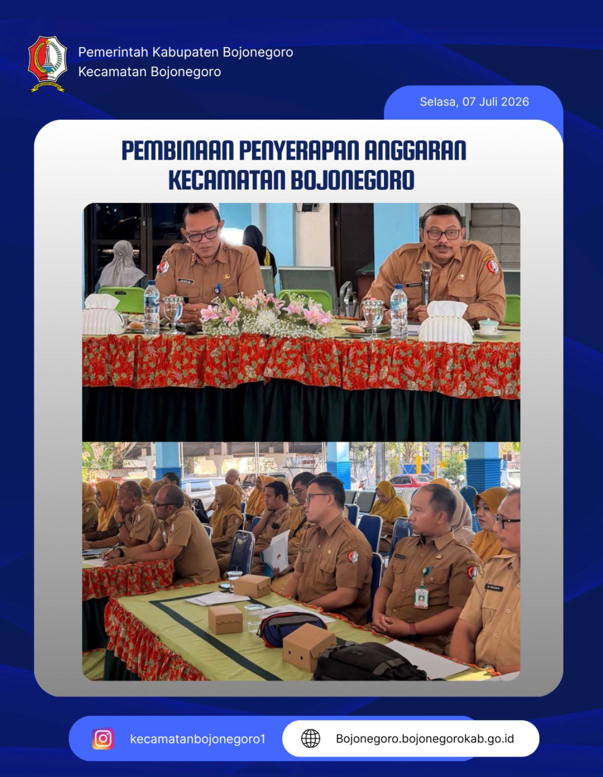 Tingkatkan Efisiensi, Kecamatan Bojonegoro Gelar Pembinaan Penyerapan Anggaran