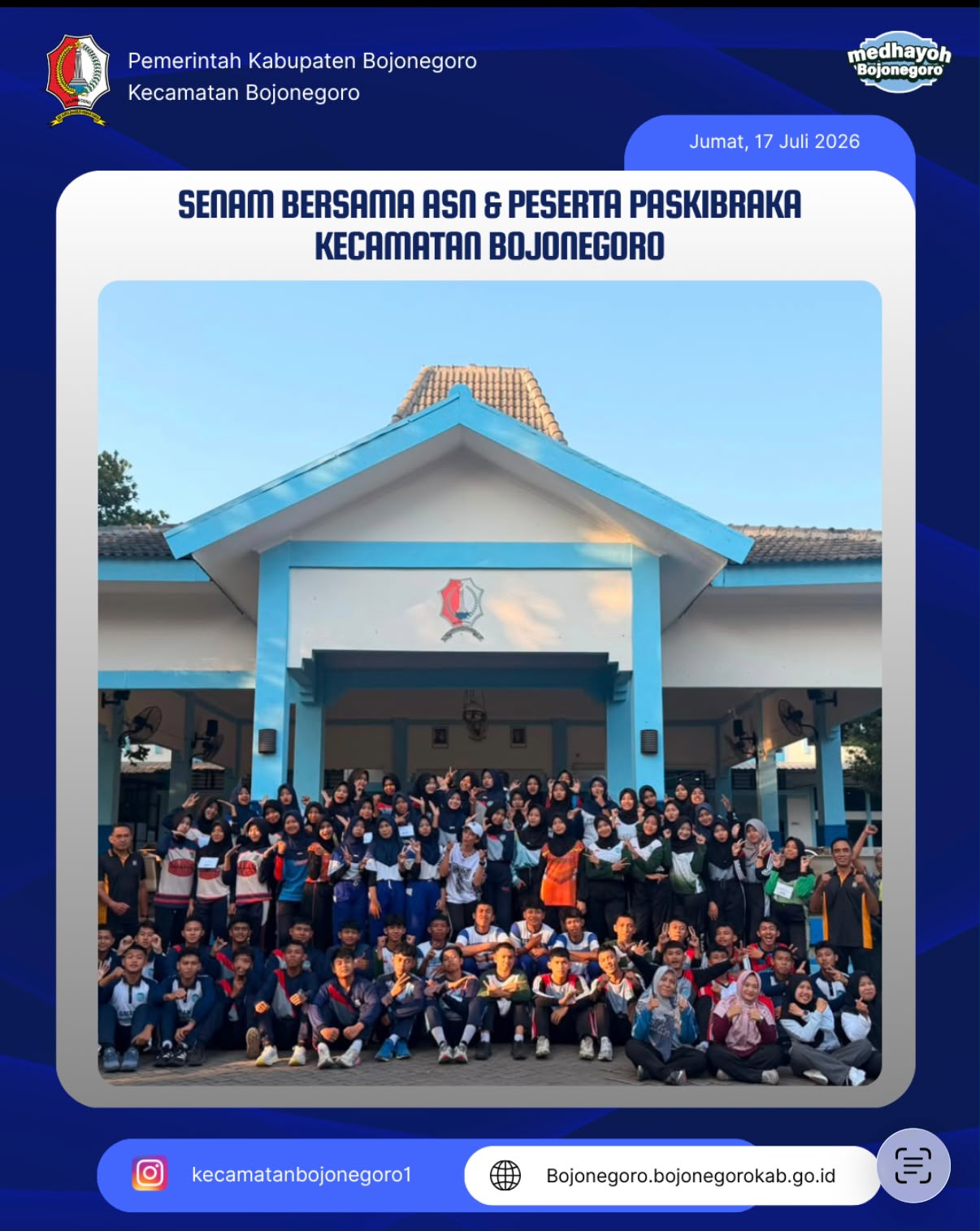 Cairkan Suasana Latihan, Calon Paskibraka Bojonegoro Olahraga Bersama ASN, Polsek, dan Koramil