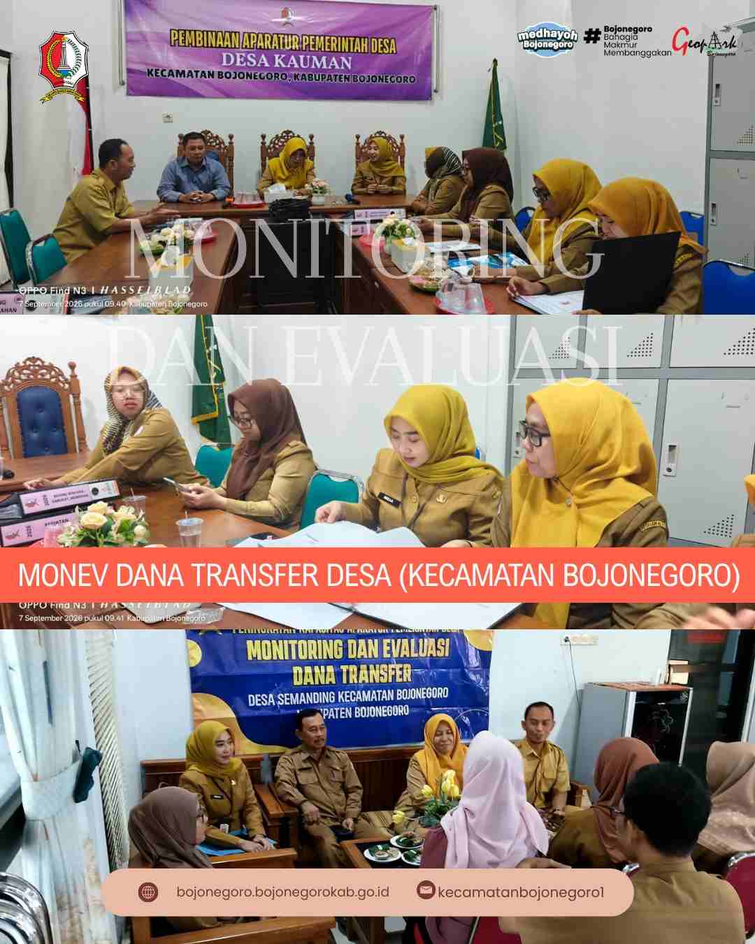 Lakukan Pendampingan Desa, Camat dan Jajaran Kecamatan Bojonegoro Gelar Monev Dana Transfer