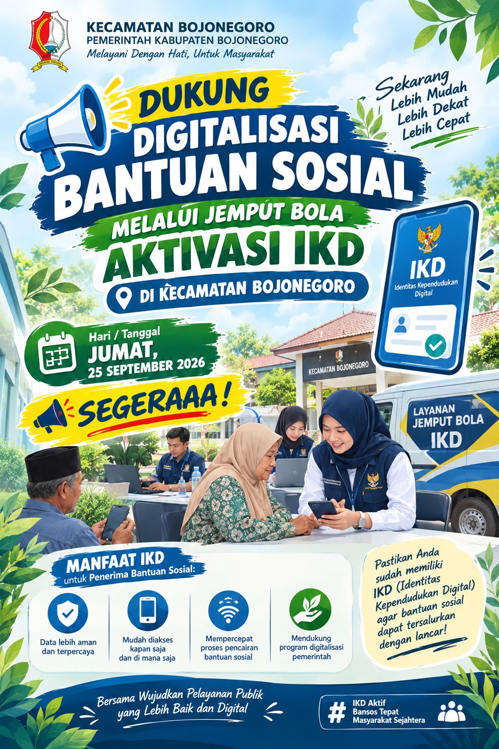 Kecamatan Bojonegoro Dukung Digitalisasi Bantuan Sosial melalui Layanan Jemput Bola Aktivasi IKD