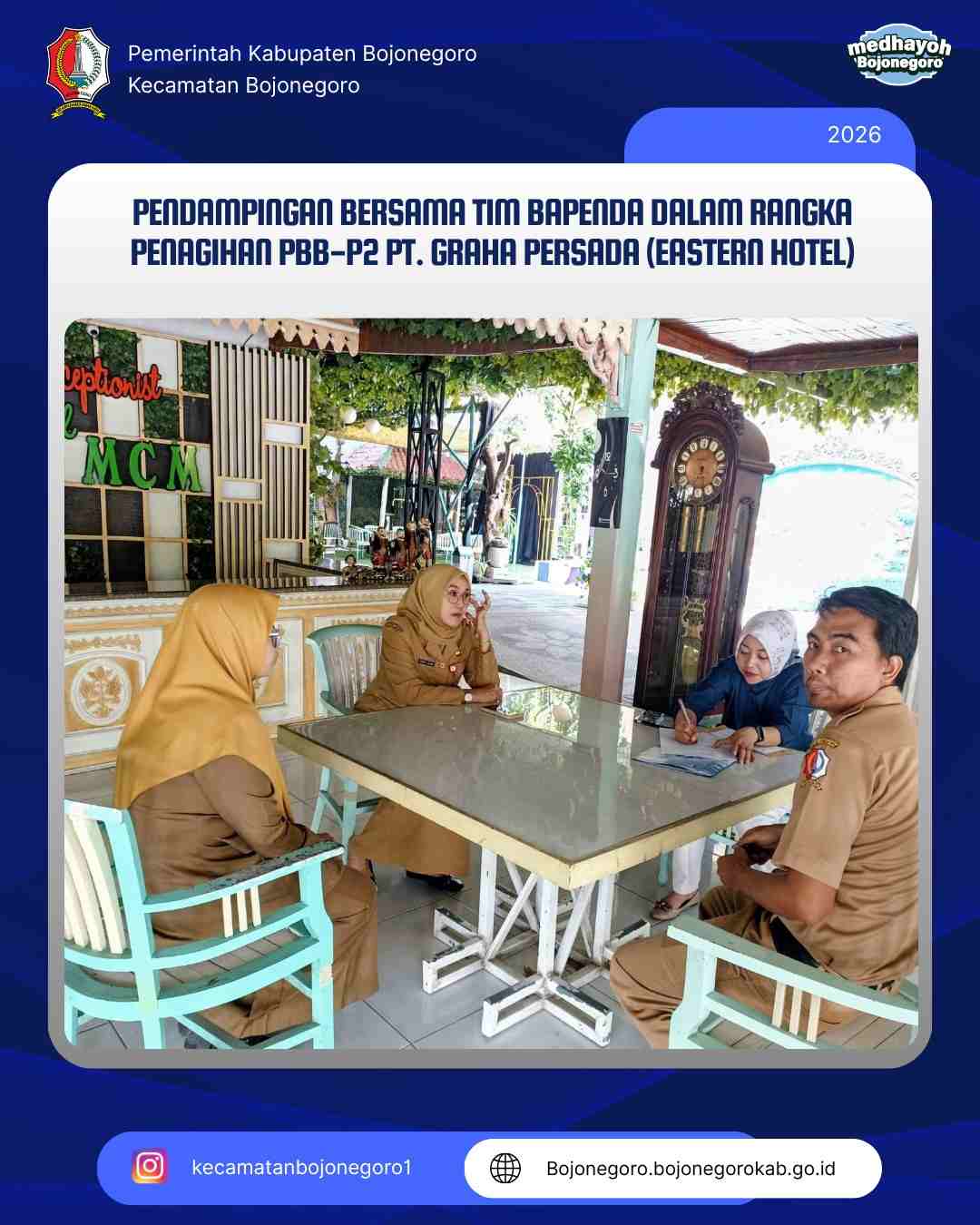 Pastikan Ketaatan Wajib Pajak, Bapenda dan Kecamatan Bojonegoro Kawal PBB-P2 Eastern Hotel