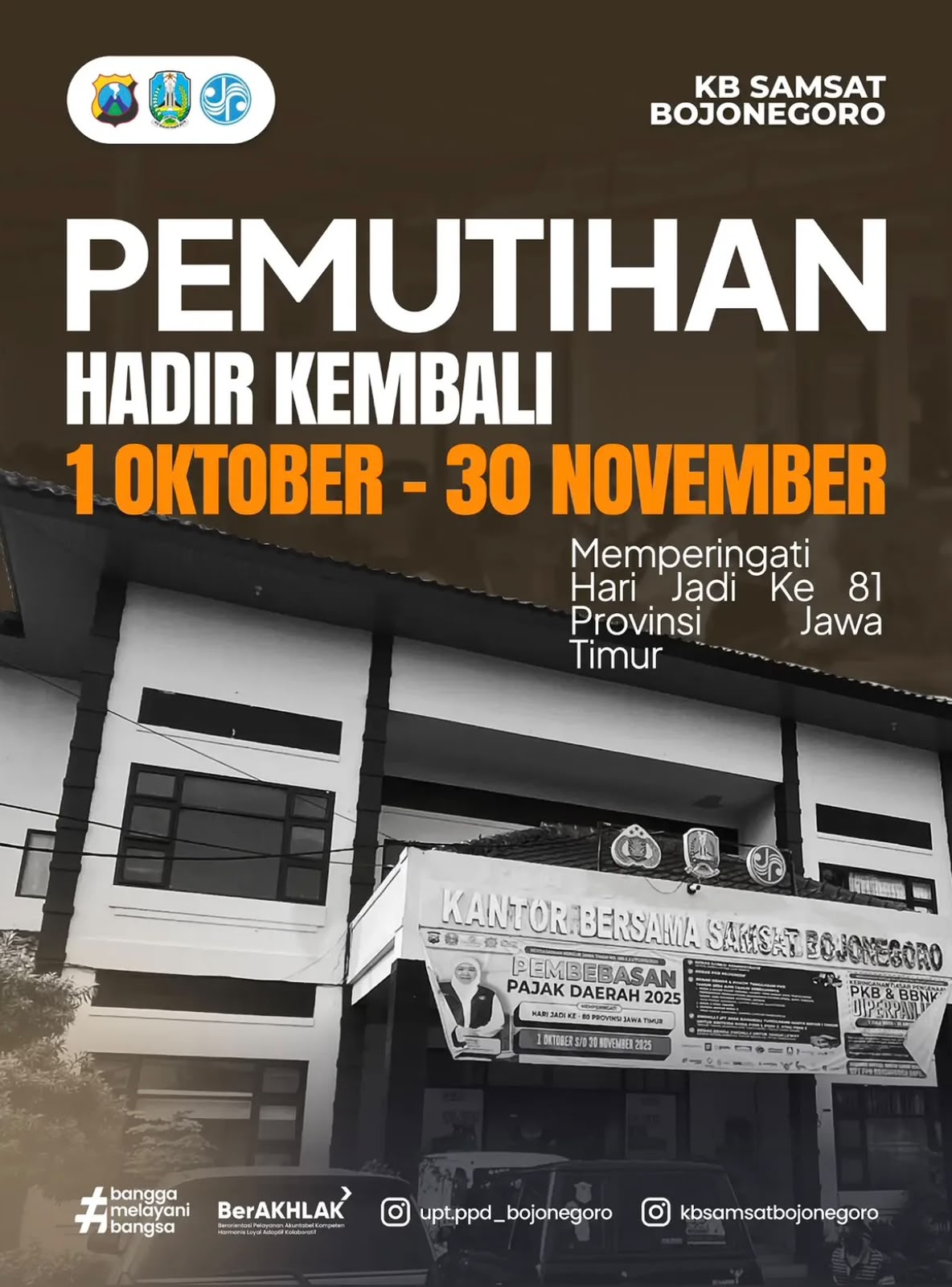 KB Samsat Bojonegoro Sosialisasikan Pemutihan Pajak Daerah hingga 30 November 2026