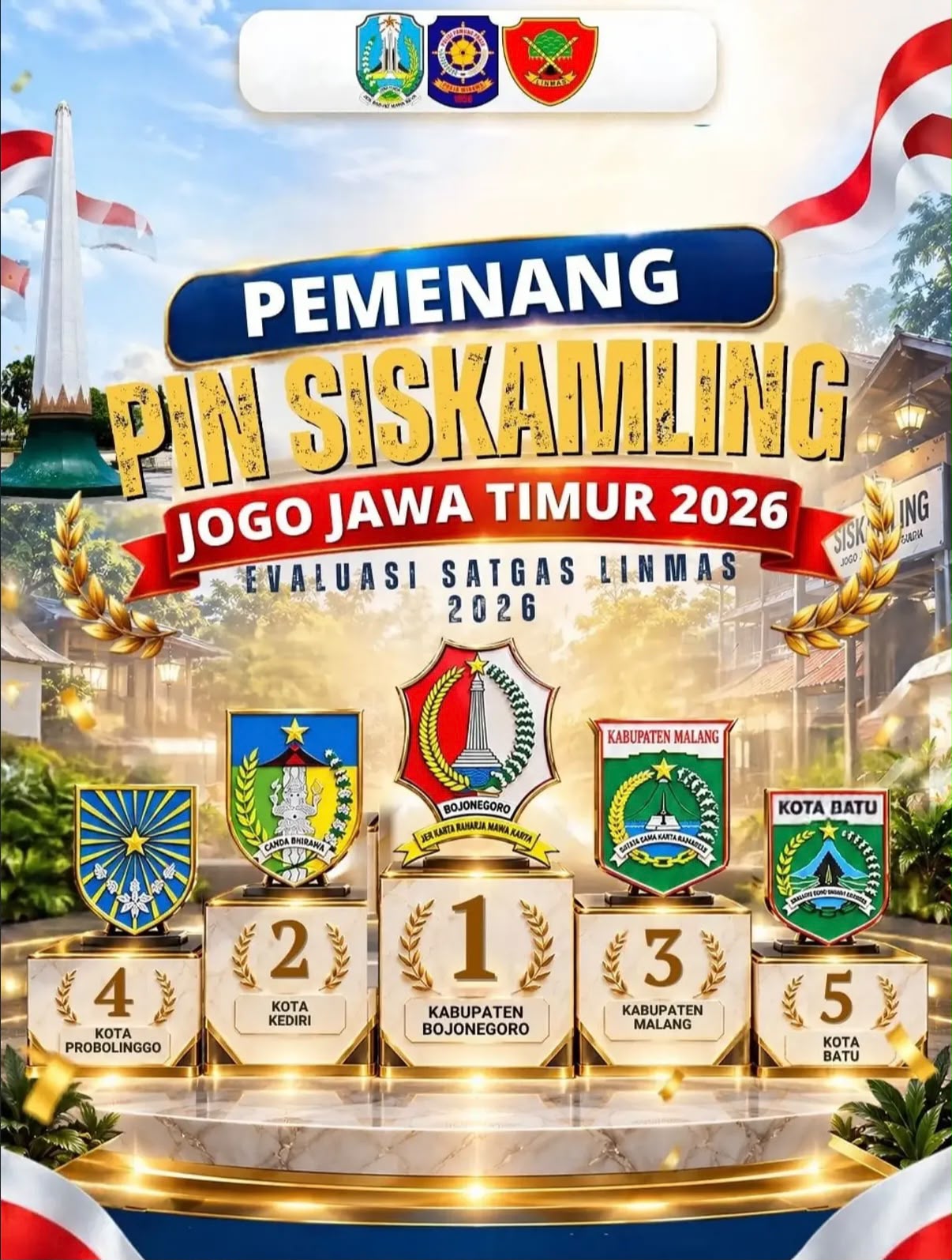 Kabupaten Bojonegoro Raih Juara I PIN SISKAMLING Jogo Jawa Timur 2026